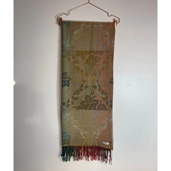 Vintage Corrierildo Italy Wool Reversible Fringe Blanket Scarf Winter Shawl - Picture 1 of 12